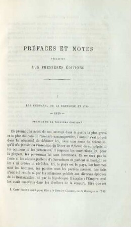 Préfaces et notes relatives aux premières éditions