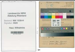 Entnazifizierung Wilhelmine Haut , geb. 02.03.1910 ()