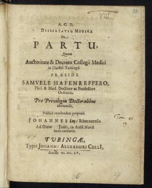 Dissertatio Medica De Partu