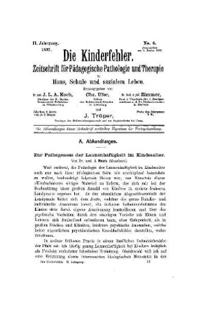 Zur Pathogenese der Launenhaftigkeit im Kindesalter