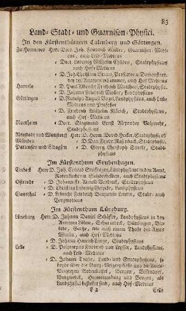Land-Stadt -und Guarnison-Physici. - Stifts-Pädagogium zu Ilefeldt.