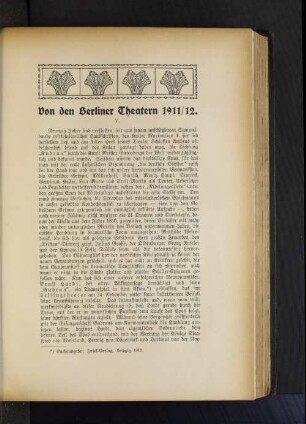 Von den Berliner Theatern 1911/12