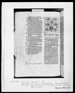 Flavius Josephus - Antiquitates Judaicae libri 1-12 — Initiale M(oyse itaque), Folio 59verso