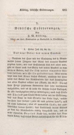 685-696 Biblische Erörterungen : Joh 13,34f. Röm 4,13