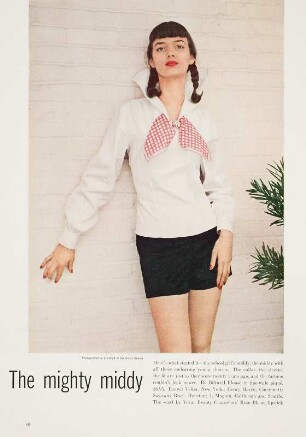 Modeaufnahme, Modelle Dolores Hawkins und Ann Klem, Tearsheet (Mademoiselle)