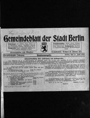 Sonderausgabe, 27. Juni 1923