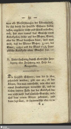 II. Untersuchung durch chemische Zerlegung oder Zersetzung mit Hilfe der Reagentien