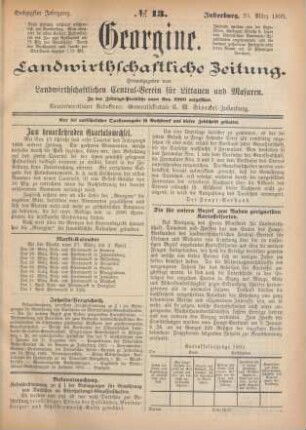 Sechzigster Jahrgang. No. 13. Insterburg, 24. März 1892.