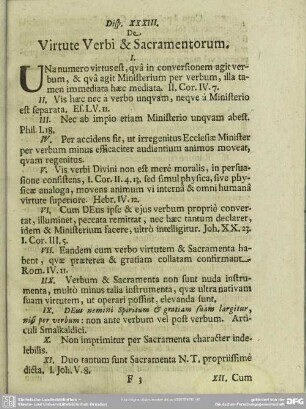 Disp. XXXIII. De Virtute Verbi & Sacramentorum