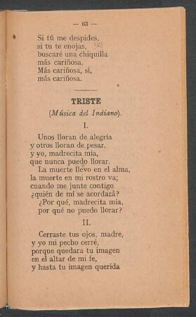 Triste : (Música del Indiano)