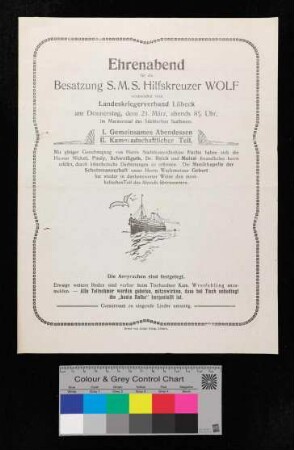 Programmheft zum "Ehrenabend für die Besatzung S.M.S. Hilfskreuzer Wolf" am 21.03.[…]