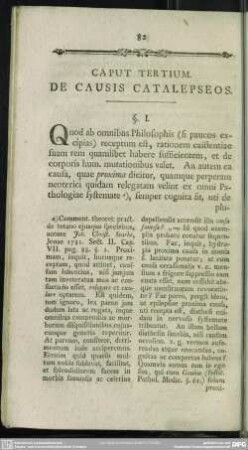 Caput Tertium. De Causis Catalepseos