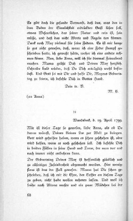 35 Wandsbeck, d. 19. April 1799.