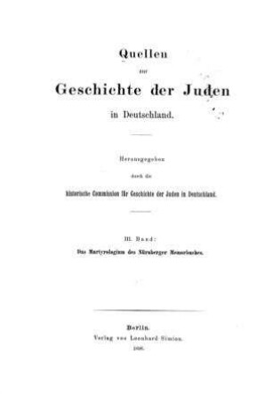 Das Martyrologium des Nürnberger Memorbuches / Siegmund Salfeld