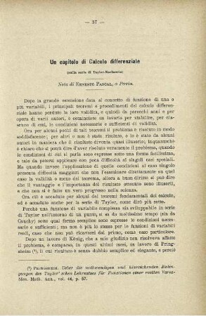 Un capitolo di Calcolo differenziale.