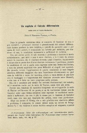 Un capitolo di Calcolo differenziale.