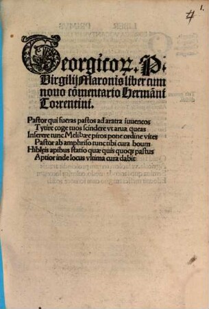 Georgico[rum] P. Virgilii Maronis liber