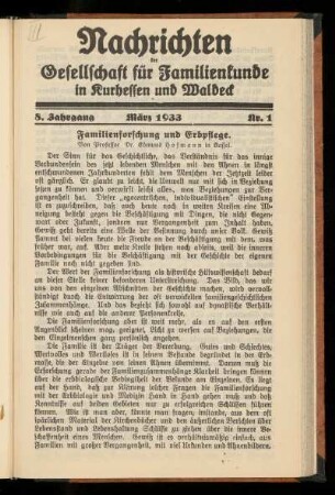 8. Jahrgang, Nr. 1, März 1933