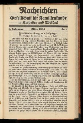 8. Jahrgang, Nr. 1, März 1933