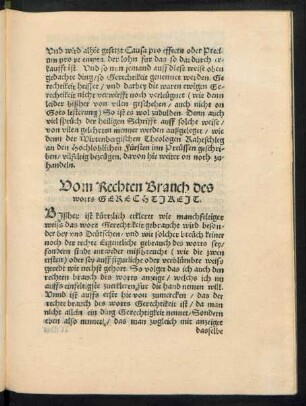 Vom Rechten Branch des worts Gerechtikeit.