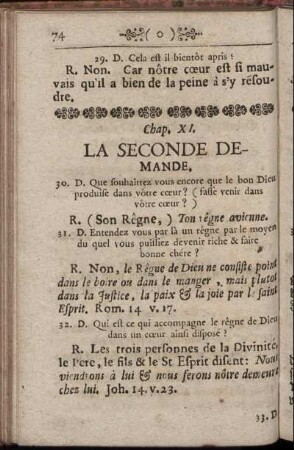 Chap. XI. La Seconde Demande. / Cap. XI. Die andere Bitte. - Chap. XVI. La Setieme Demande. / Cap. XVI. Die siebende Bitte.