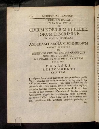 648-653, Spec. 663. De Civium nobilium & ...