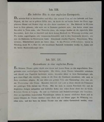 Tab. XIII. Ein bedeckter Sitz in einer englischen Gartenpartie