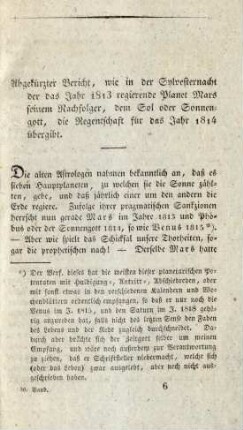 Abgekürzter Bericht, wie in der Sylvesternacht der das Jahr 1813 ...