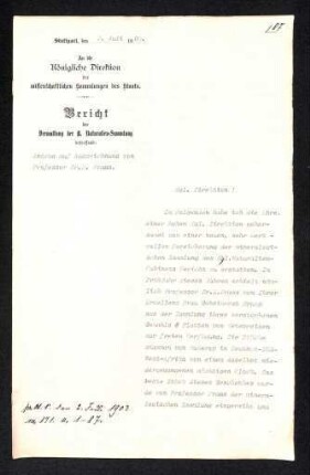 Bericht der Verwaltung  den Antrag auf Auszeichnung von Prof. Dr. E. Fraas betreffend