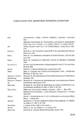 Verzeichnis der abgekürzt zitierten Literatur