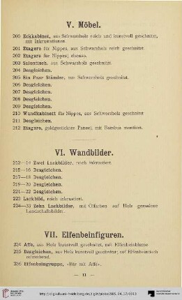 V. Möbel (Nr. 200-212)