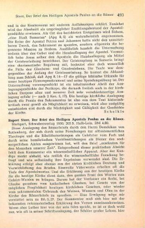 493-494 [Rezension] Storr, Rupert, Der Brief des heiligen Apostels Paulus an die Römer