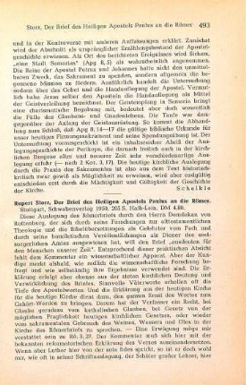 493-494 [Rezension] Storr, Rupert, Der Brief des heiligen Apostels Paulus an die Römer