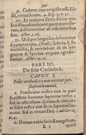 Pars III. De fide Catholica.