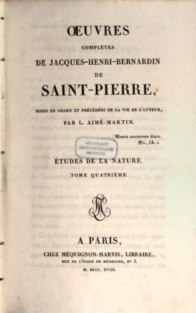Oeuvres complètes de Jacques-Henri-Bernardin de Saint-Pierre. 6, Études de la nature ; T. 4