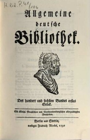 Allgemeine deutsche Bibliothek. 106. 1792