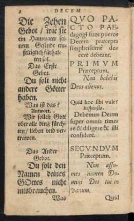 Die Zehen Gebot/ wie sie ein Hausvater seinem Gesinde einfeltiglich fürhalten sol.