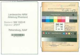 Entnazifizierung Adolf Rebensburg , geb. 27.08.1874 (Kaufmann)