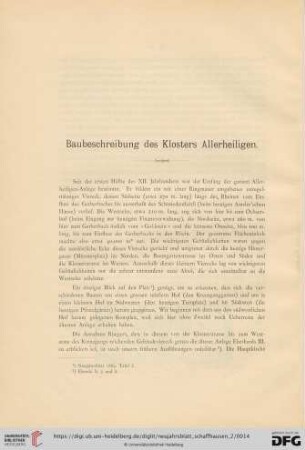 Baubeschreibung des Klosters Allerheiligen