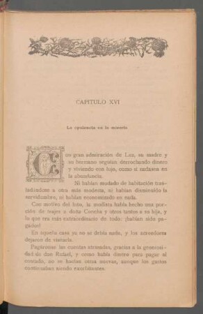 Capítulo XVI - La opulencia en la miseria