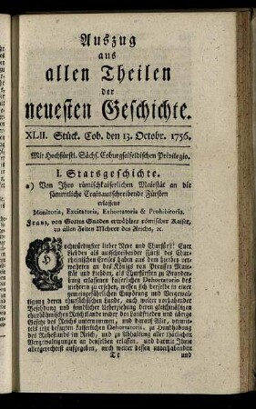 XLII. Stück. Cob. den 13. Octobr. 1756.