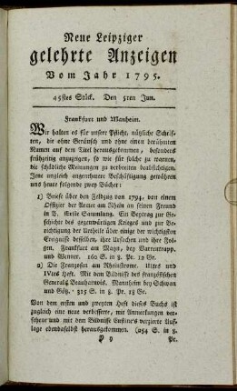 45stes Stück. Den 5ten Jun.
