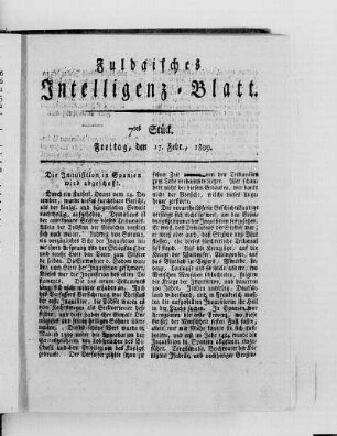 7tes Stück, Ausgabe vom 17. Febr. 1809