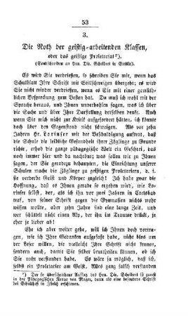 Die Noth der geistig-arbeitenden Klassen, oder das geistige Proletariat : (Sendschreiben an Herrn Dir. Scheibert in Stettin)
