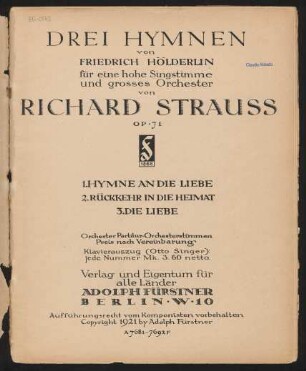 1: Hymne an die Liebe : Op. 71 No. 1
