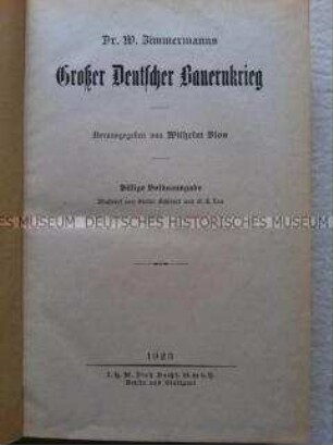 Geschichtswerk über den Bauernkrieg