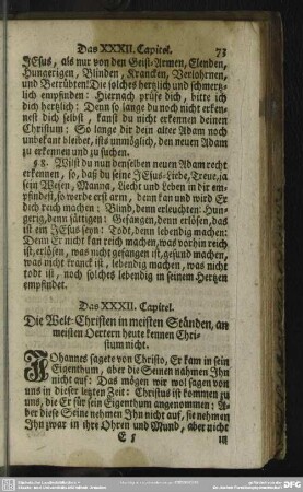 Das XXXII. Capitel. Die Welt-Christen in meisten Ständen, an meisten Oertern heute kennen Christum nicht