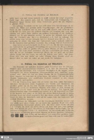 11. Prüfung von Objektiven auf Bildschärfe