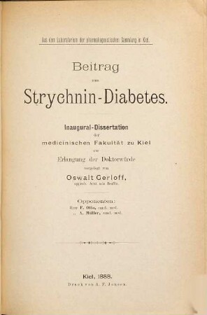Beitrag zum Strychnin-Diabetes : Inaug.-Diss.