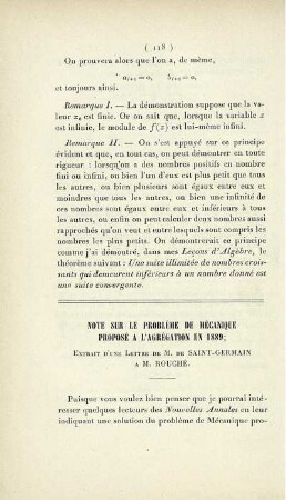 Note sur le problème de mécanique proposé a l'agrégation en 1889. Extrait d'une lettre de M. De Saint-Germain a M. Rouché.